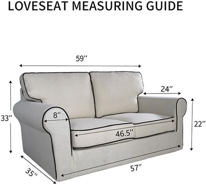 PureFit Reversible Quilted Couch Covers for Dogs Loveseat Sofa Cover 46.5” | Light Gray/Light Gray, Water Resistant Couch Protector, Washable Pet Couch Cover with Non Slip and Elastic Straps For Kids