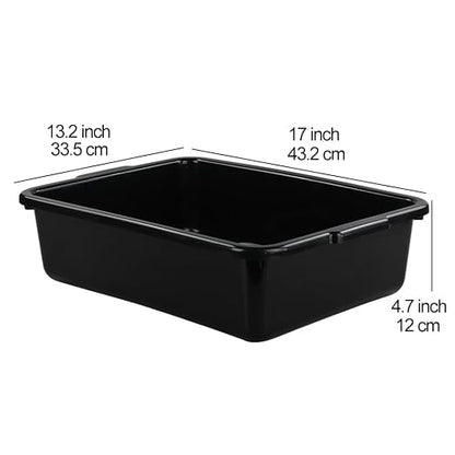 Teyyvn 13 L Plastic Bus Box, Commercial Wash Basin Tote Box, 4-Pack, Black