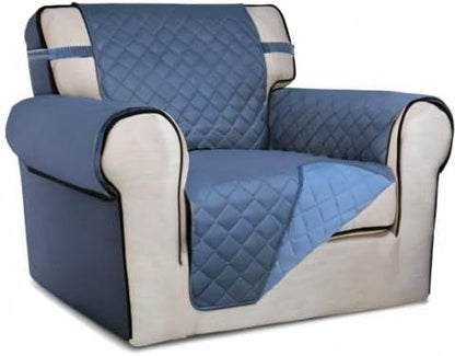 PureFit Reversible Chair Sofa Cover Dog Couch Covers for Sofa, 25.5 in | Dark Blue/Light Blue, Water Resistant Couch Protector, Washable Pet Couch Cover with Non Slip and Elastic Straps For Kids