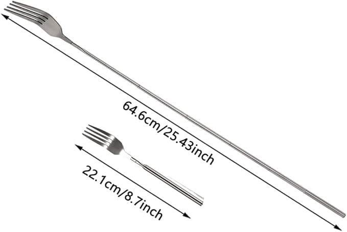 Extendable Fork,8.7 to 25.4 Inch Expandable fork prank,Expandable Telescopic BBQ Fork, Stainless Steel, Extendable Handle,Long Dinner Fruit Dessert Cutlery