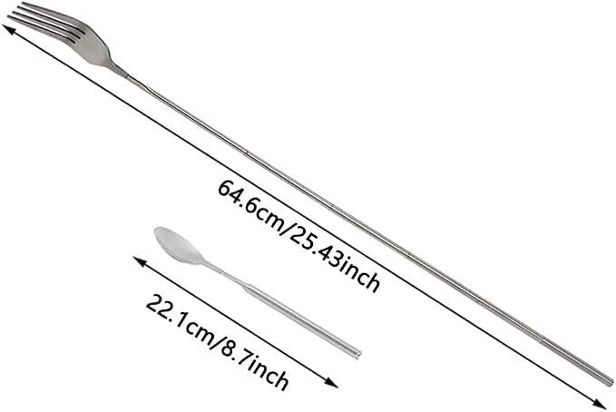 Extendable Spoon,62cm Long Stainless Steel Telescopic Extendable for Barbecue Tableware Supplies 8.66~24.4inch (Spoon)