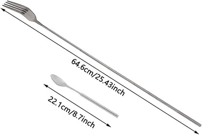 Extendable Spoon,62cm Long Stainless Steel Telescopic Extendable for Barbecue Tableware Supplies 8.66~24.4inch (Spoon)