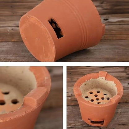 Charcoal Grill Clay Charcoal Stove, Portable Wood Stove, Multifunctional Ceramic Grill, Wood Burning Camp Stove for Home, Picnic, Tea Making and Outdoor Cooking