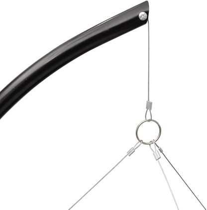 Charcoal BBQ Grill Stand with Height Adjustable Hanging Grilling Plate, 22.8 Inch Round Barbecue Pit for Outdoor Backyard Parties, Camping, and Picnics, Black