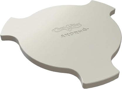 Char-Griller® AKORN Jr Charcoal Grill and Smoker Ceramic Smokin' Stone Accessory for Low-and-Slow Indirect BBQ Smoking Methods in Ivory, 11.75" L x 11.75" W, .75" H, Model 6211