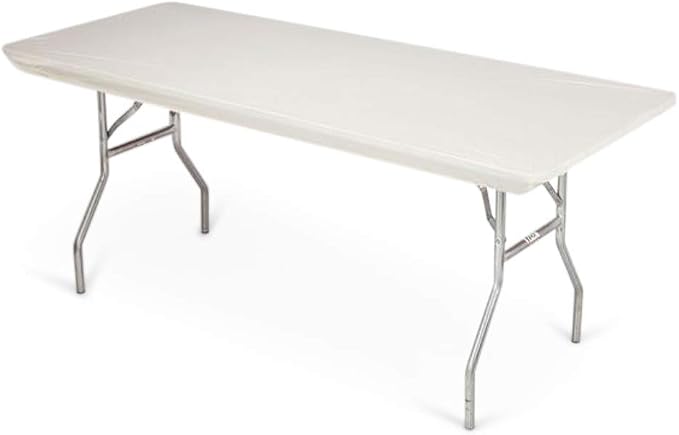 6' Rectangle Plastic Table Covers 30" x 72", Bundle of 5 (Ivory)