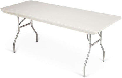 6' Rectangle Plastic Table Covers 30" x 72", Bundle of 5 (Ivory)