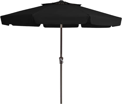 JEAREY 9' 2-Tiers Patio Umbrellas Outdoor Market Table Umbrella w/Push Button Tilt/Crank, 8 Sturdy Ribs, UV Protection Waterproof Sunproof(Black)