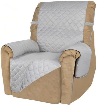 PureFit Reversible Recliner Chair Covers Couch Covers for Dogs, 19 in | Light Gray/Light Gray, Water Resistant Couch Protector, Washable Pet Couch Cover with Non Slip and Elastic Straps For Kids