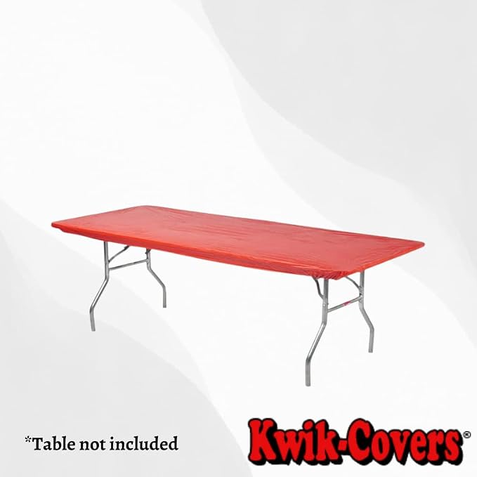10 Pack of Rectangular Plastic Table Covers - 6' Foot or 8' Foot Options - Indoor or Outdoor Fitted Table Covers (Table NOT Included) (Red, 30" x 96" (8' ft))