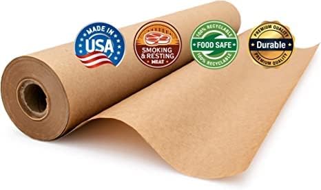 Premium Brown Butcher Paper Roll 17.75″ × 200′ Food-Grade Uncoated & Unwaxed Kraft Paper for BBQ/Smoking, Meat Wrapping, Crafts, Packaging & Food Service. PROUDLY MADE IN THE USA BY THE PAPER FACTORY