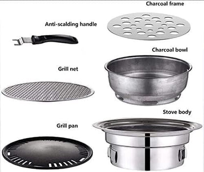 Barbecue Charcoal Grill Outdoor BBQ Grill Portable Camping Charcoal Grill Stainless Steel Reusable Grill For Terrace Indoor Outside Portable Charcoal Grill(40x13.5cm)