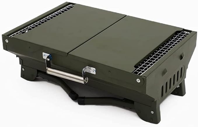 Barbecue Grill Outdoor Portable Charcoal BBQ Grill Collapsible Camping Outdoor Cooking Tools Camping Picnic(Green)