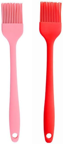 Silicone brush, Oil Brush for BBQ Kitchen Cooking Baking and Grilling (2 PCS,pink&red)