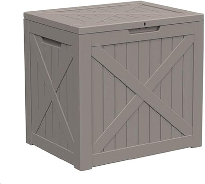 Waterproof Outdoor Storage Box, 32 Gallon Lockable Deck Box, UV-Resistant Outside Storage Bin With Hydraulic Lid For Patio Furniture, Cushion Organizer, Garden Tools, Pool Accessories, Grey