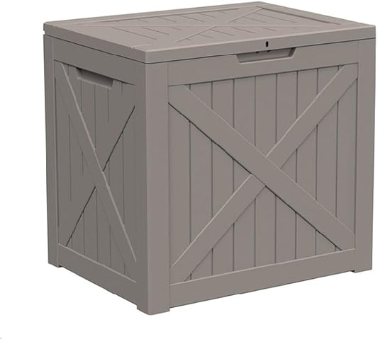 Waterproof Outdoor Storage Box, 32 Gallon Lockable Deck Box, UV-Resistant Outside Storage Bin With Hydraulic Lid For Patio Furniture, Cushion Organizer, Garden Tools, Pool Accessories, Grey