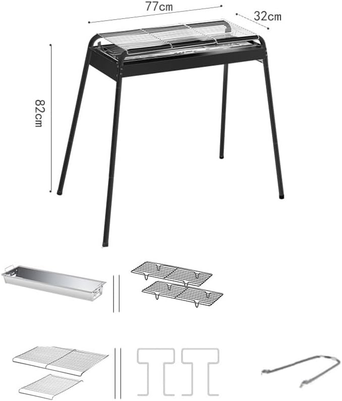 Portable Charcoal Grill for Camping BBQ Grills Outdoor Barbecue Grill Folding 77x32x82cm Lightweight Easy Carry Stable Support Carbon Fire Separation,77 * 32 * 82Cm-D