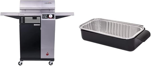 Char-Broil 22652143 Edge Electric Grill & 9328812P06 Aluminum Disposable Grill Drip pan, (10-Pack), Silver