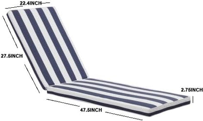 Only choice 2 Pcs Set Outdoor Lounge Chair Cushions Patio Chaise Lounge Replacement Cushions Furniture Seat Cushions (Blue+White Stripes-2 pcs)