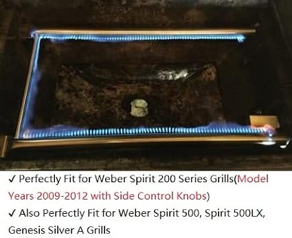 GasSaf Burner Tube Set Replacement for Weber 7507, Spirit S-200, S-210, E-200, E-210, Spirit 500 and 500LX, Genesis Silver A Grill Parts, 27 inch 304 Stainless Steel Gas Grill Burner Tube Kit