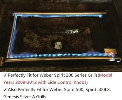 GasSaf Burner Tube Set Replacement for Weber 7507, Spirit S-200, S-210, E-200, E-210, Spirit 500 and 500LX, Genesis Silver A Grill Parts, 27 inch 304 Stainless Steel Gas Grill Burner Tube Kit