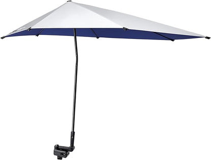 G4Free Beach Chair Umbrella with Universal Clamp UPF 50+ Golf Cart Umbrella | 46"x44" Large Canopy Sun Umbrella UV Protection, Adjustable Clamp for Beach Chair/Wheelchair/Stroller, 360° Flex Shaft, 7 Rib