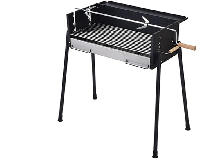 Portable Charcoal Grill for Camping BBQ Grills Outdoor Barbecue Grill Foldable Stove with Fork Utensils for Grilled Fish, Lightweight and Stable Support,LightGrey-D