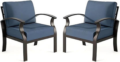 ALAULM Aluminum 2-Seat Patio Furniture Set, Metal Outdoor Furniture Sectional Sofas w/5.1" Cushions for Patio, Backyard, Poolside-DarkBlue
