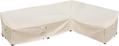 Heavy Duty Outdoor Sectional Sofa Cover, 115"X83" L-Shaped Waterproof 600D Patio Furniture Covers, Lawn Patio Couch Protector (Natural Beige, L-Shaped-Right Facing-115 x83)