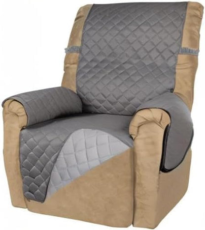 PureFit Reversible Recliner Chair Covers Couch Covers for Dogs, 19 in | Gray/Light Gray, Water Resistant Couch Protector, Washable Pet Couch Cover with Non Slip and Elastic Straps For Kids