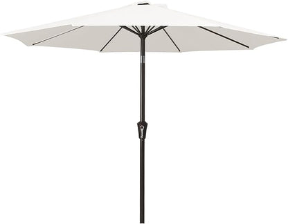 MEWAY 9ft Patio Umbrella Outdoor Table Umbrellas with Push Button Tilt and Crank, Market Umbrella 8 Sturdy Ribs for Deck, Garden, Pool and Backyard, Creamy-white