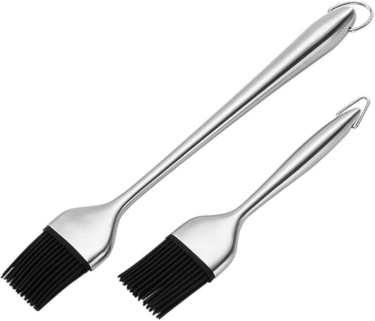 2 Pack Heavy-duty BBQ Basting Brush,12 Inch & 7 Inch-Great For BBQ Meat,Cakes And Pastries