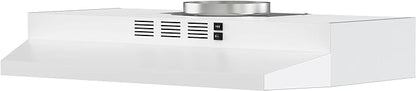 FIREGAS Range Hood 30 inch Under Cabinet, Kitchen Hood with 2 Speed Exhaust Fan,Ducted/Ductless Convertible, Rocker Button Control,300 CFM, White Stove Hood Vent Aluminum Filter Included