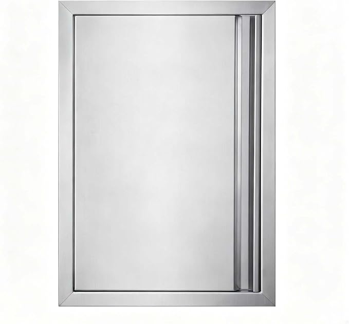 JIE JIN Outdoor Kitchen Door 17" W X 24" H Single Doors BBQ Access Door BBQ Island Door 304 Brushed Stainless Steel Flush Mount Door for Outdoor Kitchen BBQ Island Outdoor Cabinet Doors