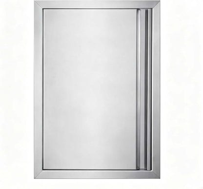 JIE JIN Outdoor Kitchen Door 17" W X 24" H Single Doors BBQ Access Door BBQ Island Door 304 Brushed Stainless Steel Flush Mount Door for Outdoor Kitchen BBQ Island Outdoor Cabinet Doors