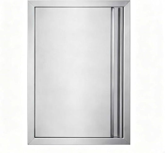 JIE JIN Outdoor Kitchen Door 17" W X 24" H Single Doors BBQ Access Door BBQ Island Door 304 Brushed Stainless Steel Flush Mount Door for Outdoor Kitchen BBQ Island Outdoor Cabinet Doors