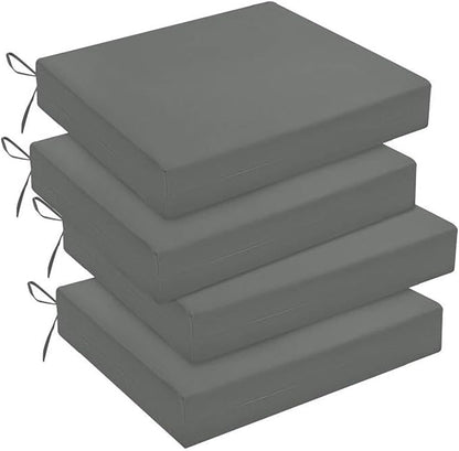 downluxe Outdoor Chair Cushions Set of 4 for Patio Furniture, Water-Resistant Square Corner Patio Chair Cushions with Ties, High Density Foam Outdoor Seat Cushion, 18.5" X 16" X 3", Dark Grey