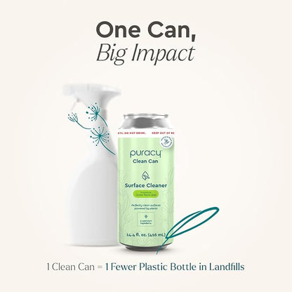 Puracy All Purpose Cleaner Clean Can – Plant-Powered Multi-Surface Cleaner - Surface Cleaner Solution As Seen on TikTok (Green Tea + Lime, 14.4 fl oz, 3 Pack)