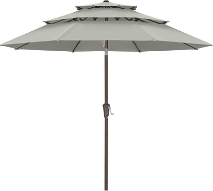 ABCCANOPY 9Ft 3 Tiers Market Umbrella, Outdoor Table Umbrella for Patio, Deck, Backyard (Gray)