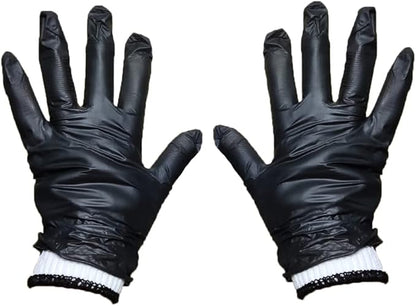 LavaLock Disposable Nitrile BBQ Gloves with Cotton Liners for Outdoor Cooking Grilling Smokers and Barbecue Competition, Chef or Kitchen use (Large 100 Count Black)