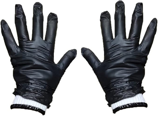 LavaLock Heavy Duty Thick 5.5 Mil Black Disposable Nitrile BBQ Gloves with 2 cotton liners for outdoor cooking and BBQ
