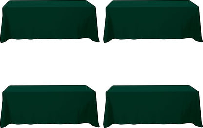 BRILLMAX 4 Pack Hunter Green Tablecloth 90x156 Inch for 8ft Rectangle Table | 150 GSM Polyester Fabric, Floor Length Drop, Water, Stain & Wrinkle Resistant Cloth Cover for Wedding Reception Banquet Party