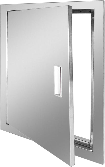Outdoor Kitchen Door 17" W x 24" H Stainless Steel BBQ Single Access Door Flush Mount Vertical Wall Doors with Handle Suitable for Grilling Station Outside Cabinet Outdoor Kitchen