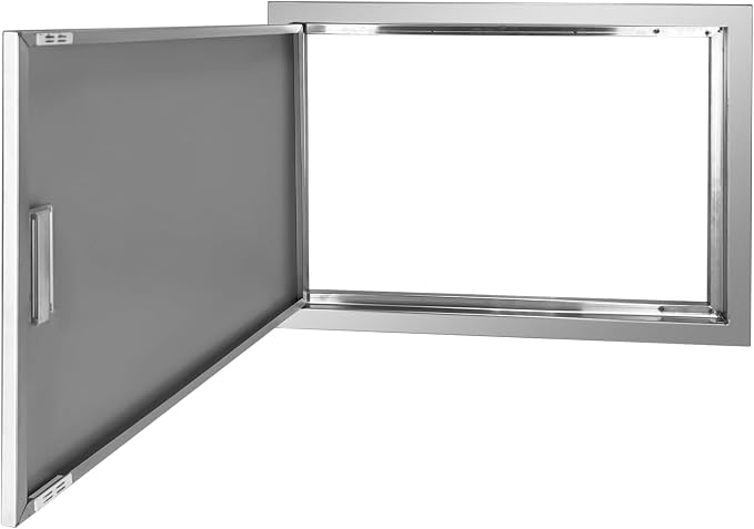 Outdoor Kitchen Door 27" W x 20" H Stainless Steel BBQ Single Access Door Flush Mount Vertical Wall Doors with Handle Suitable for Grilling Station Outside Cabinet Outdoor Kitchen