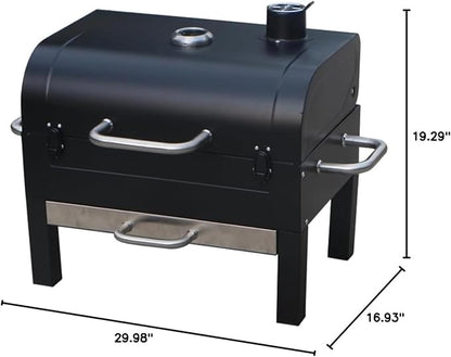 18-Inch Portable Tabletop Charcoal BBQ Grill, 2-Tiered with Side Handles & Lid, Compact Grill & Smoker for Picnic, Tailgate & Outdoor Cooking