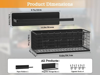 1 Pack Magnetic Storage Bin and Paper Towel Holder for Traeger Smoker Grills, Suit for Traeger Ironwood 885, Pro Series 34, Pro Series 22, Pro D2 575, Pro 780, Ironwood 650, Z-Grills, Pit boss