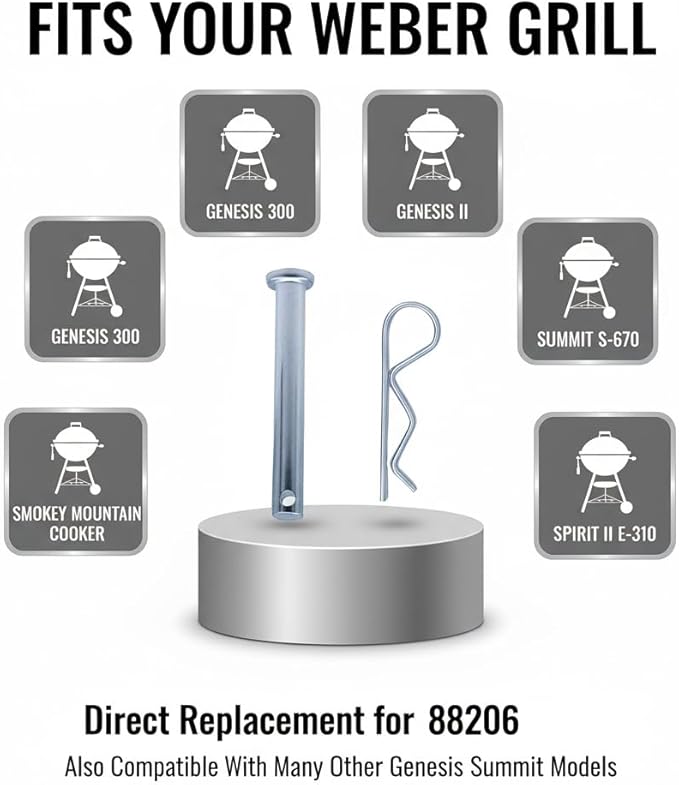 Grill Lid Assembly Hardware Kit Compatible with Weber 88206 Grills Fits Many Genesis and Summit Grills Models (2 Pack)