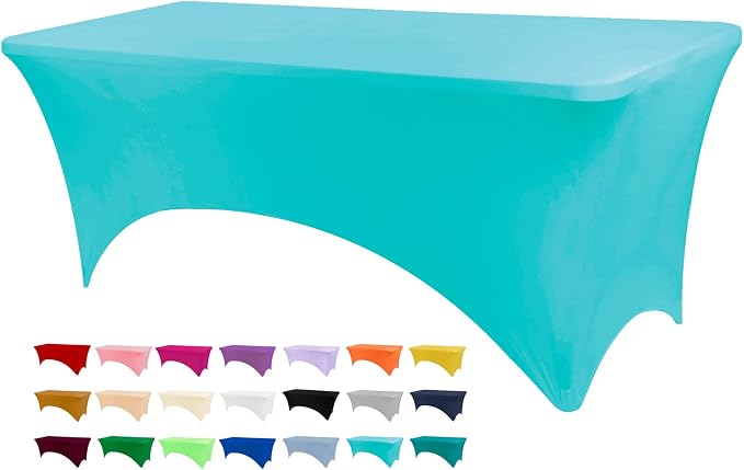 BDDC 4ft Stretch Spandex Fitted Table Cloth for 4 Foot Tables | GRS-Certified Eco-Friendly Fabric, Elastic Fit Rectangle Tablecloth, Washable, Wrinkle-Free, For Events & Parties