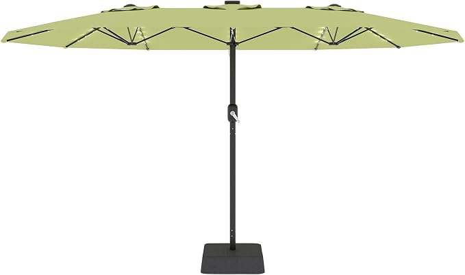 Garvee 15FT Patio Umbrella with Base Included Outdoor Umbrella, Lime Green | Large Market Umbrellas with Crank Handle UV Protection Table Umbrellas for Outdoor, Backyard, Deck, Poolside