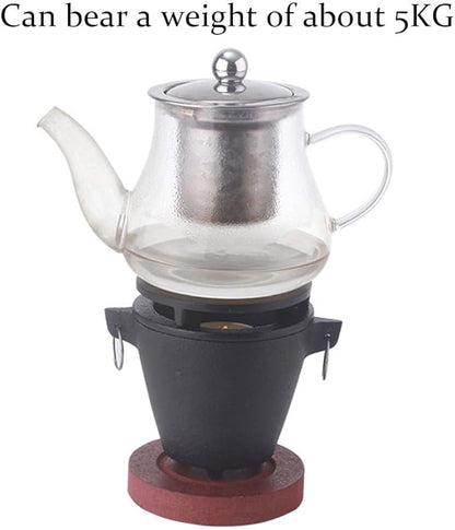 Portable Japanese Smokeless Mini Barbecue Charcoal Grill for Single Person Camping Picnic Party Cooking with Wooden Base and Fuel Holder
